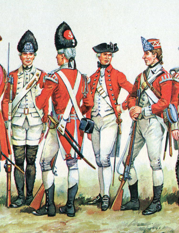 British Redcoat soldiers, American Revolutionary War era